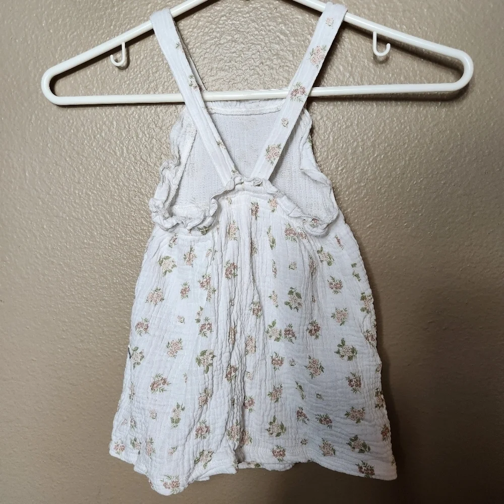 Rabbit + Bear Organic Gauze Cotton Baby Girls Floral Summer Dress-Size 12 Months
